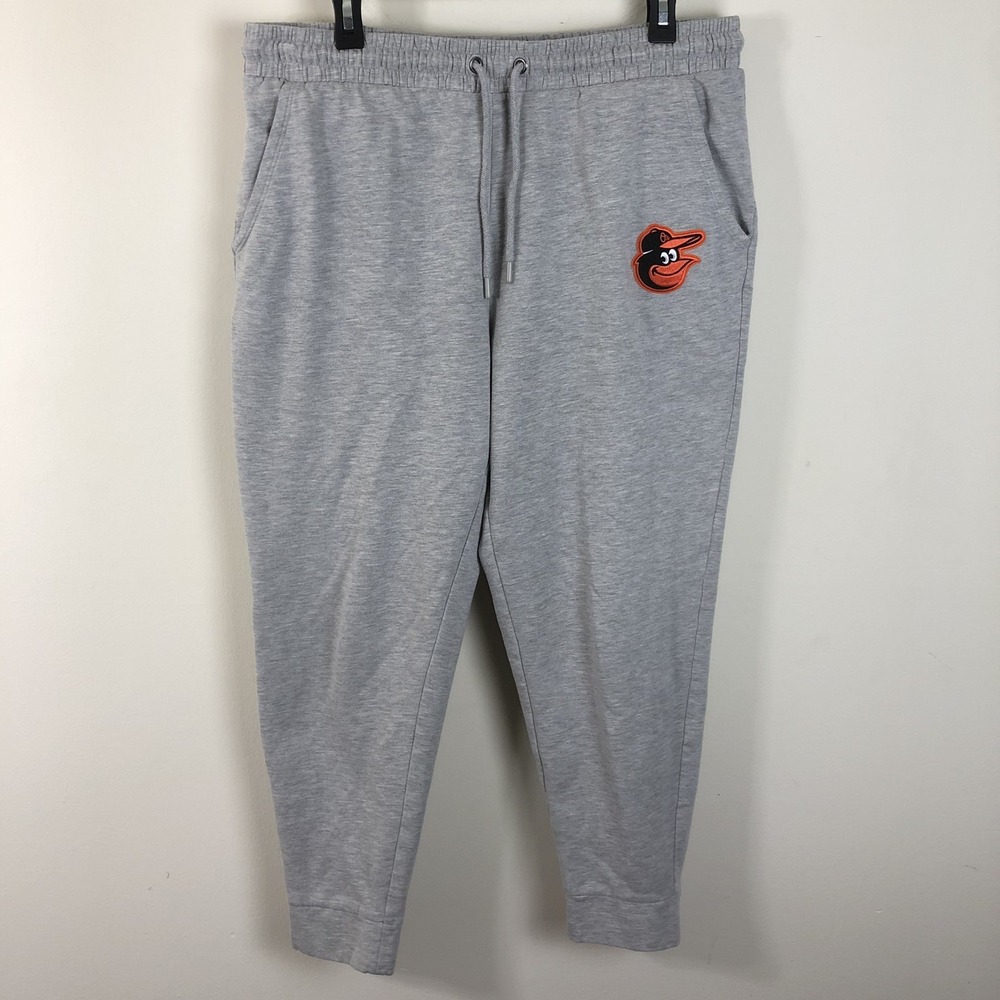 Baltimore Orioles Antigua Fleece Lined Jogger Pants Sz L Heather Gray